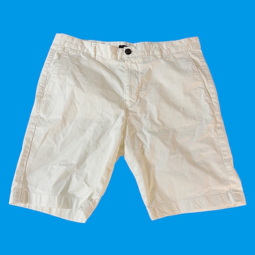 Theory Zaine White Chino Shorts Mens Size 32 Cotton‎ Blend Summer Flat Front
